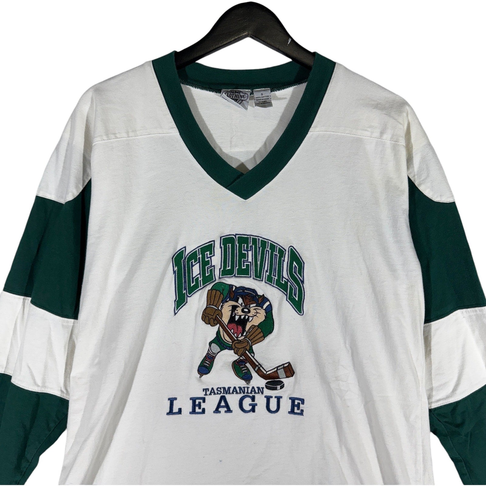 Vintage Looney Tunes Ice Devils Taz Hockey Jersey 90s