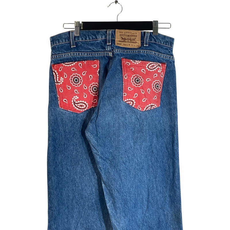 Vintage Levi's 505 Paisley Pocket Straight Leg Jeans 33 x 34