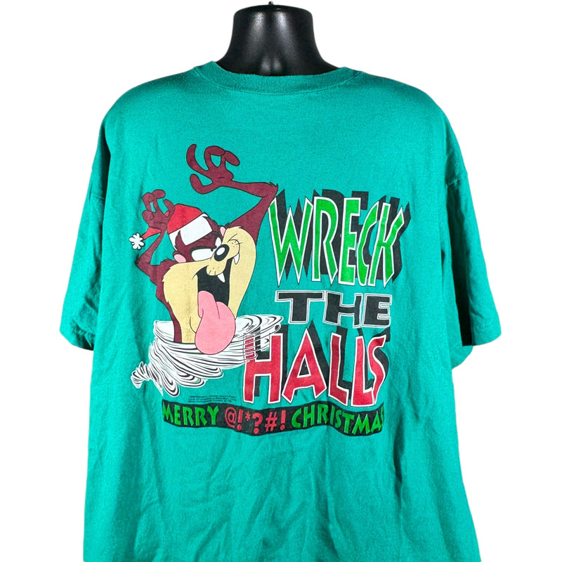 Vintage Looney Tunes Taz "Wreck The Halls" Christmas Tee