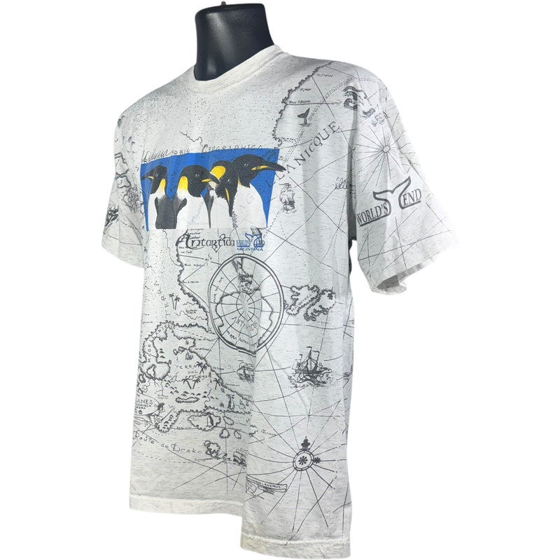 Vintage Penguins Antartica AOP Map Tee