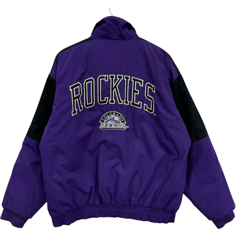 Vintage Logo 7 Colorado Rockies Spellout MLB Bomber Jacket