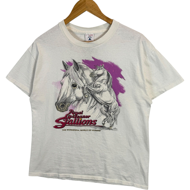 Vintage Royal Lipizzaner Stallions Horse Art Tee 90s