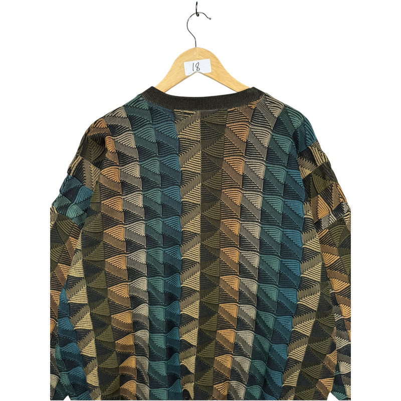 Vintage Tundra AOP Triangle Pattern Pullover Knit Sweater