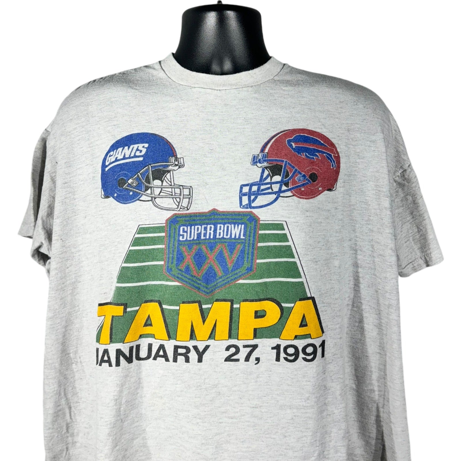 Vintage Super Bowl 25 NY Giants vs. Buffalo Bills NFL Tee 1991