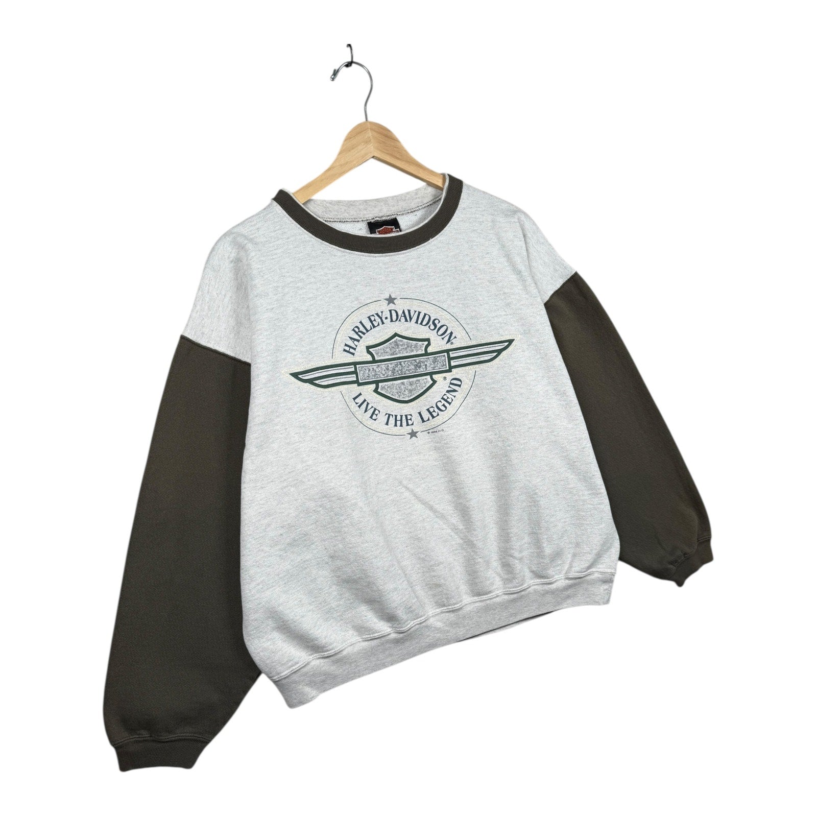 Vintage Harley Davidson Logo Two Tone Crewneck