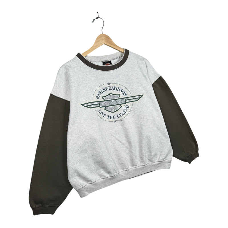 Vintage Harley Davidson Logo Two Tone Crewneck