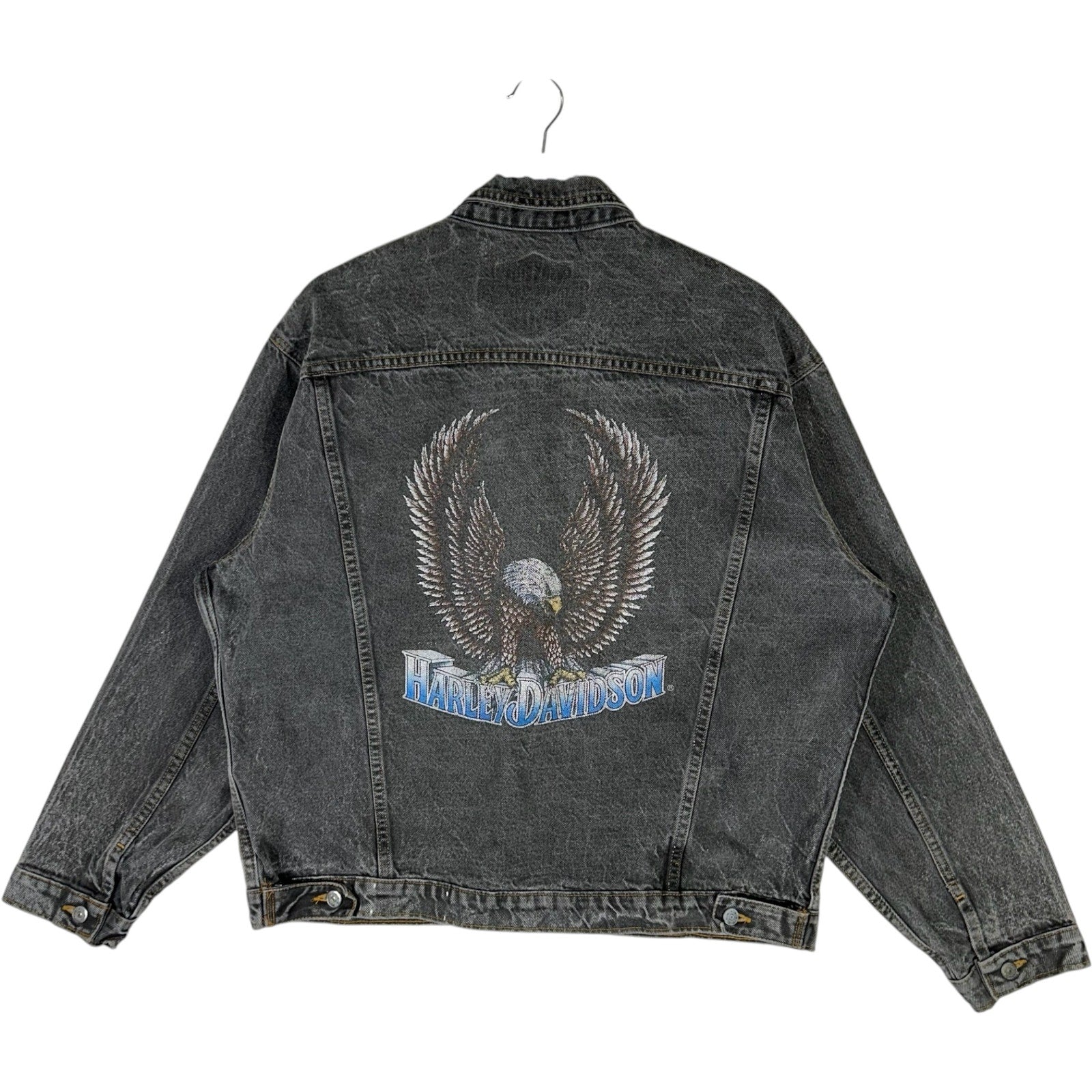 Vintage Harley Davidson Eagle Spellout Denim Jacket