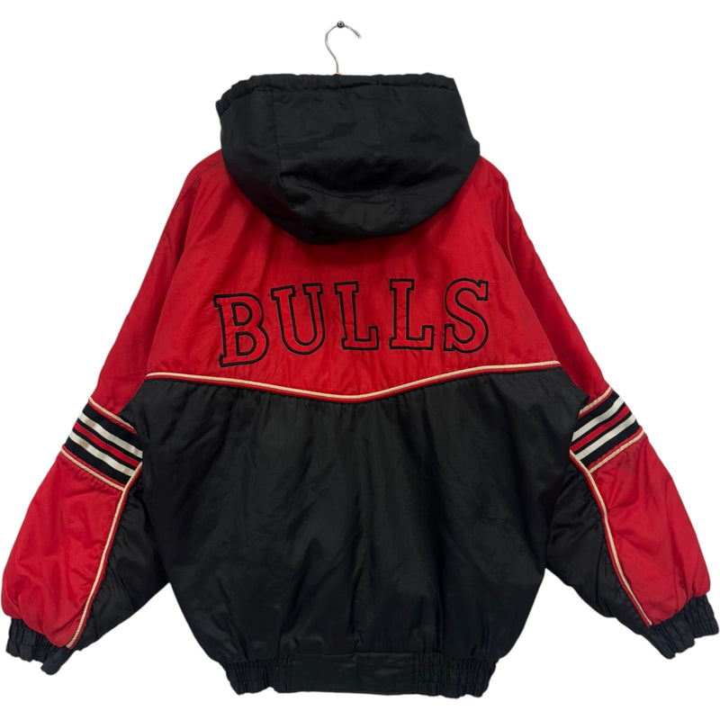 Vintage Chicago Bulls NBA Hooded Full Zip Puffer Jacket 90s Large