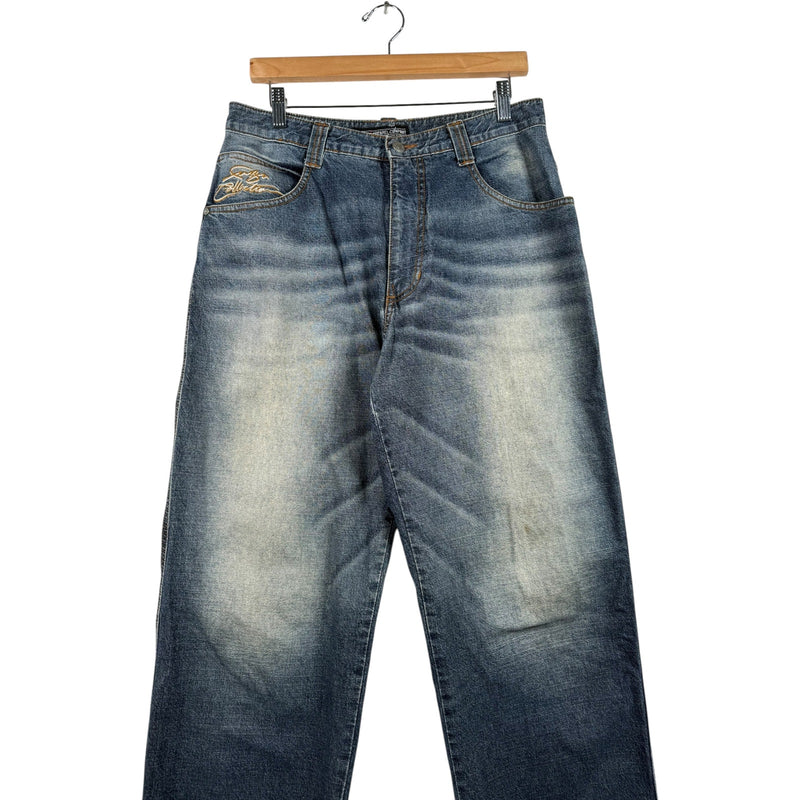 Vintage Fubu Faded Wide Leg Denim Jeans 32x34