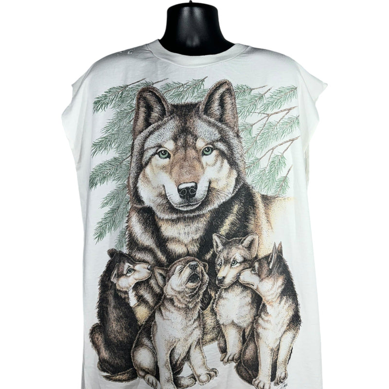 Vintage Wolf Pack Cut Off Tank Top