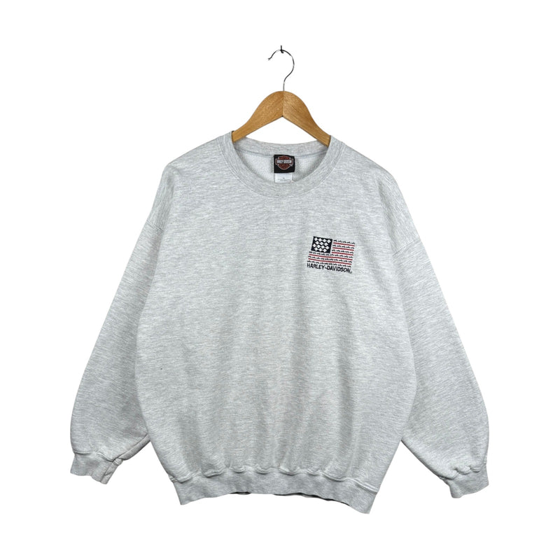 Vintage Harley Davidson Embroidered USA Flag Crewneck