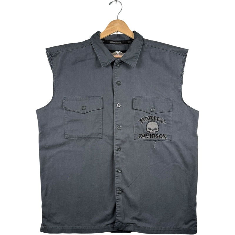 Vintage Biker Harley-Davidson Embroidered Skull Vest