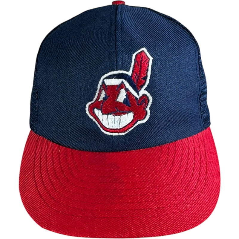 Vintage MLB Cleveland Indians Logo Trucker Snapback Hat