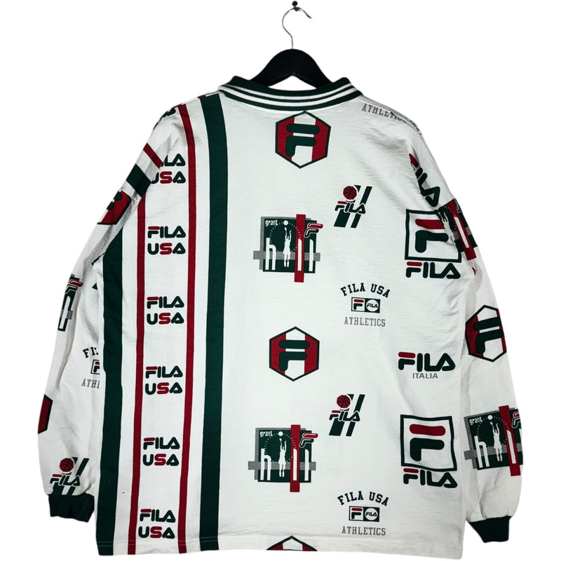 Vintage FILA USA AOP Collared Sweatshirt 90s