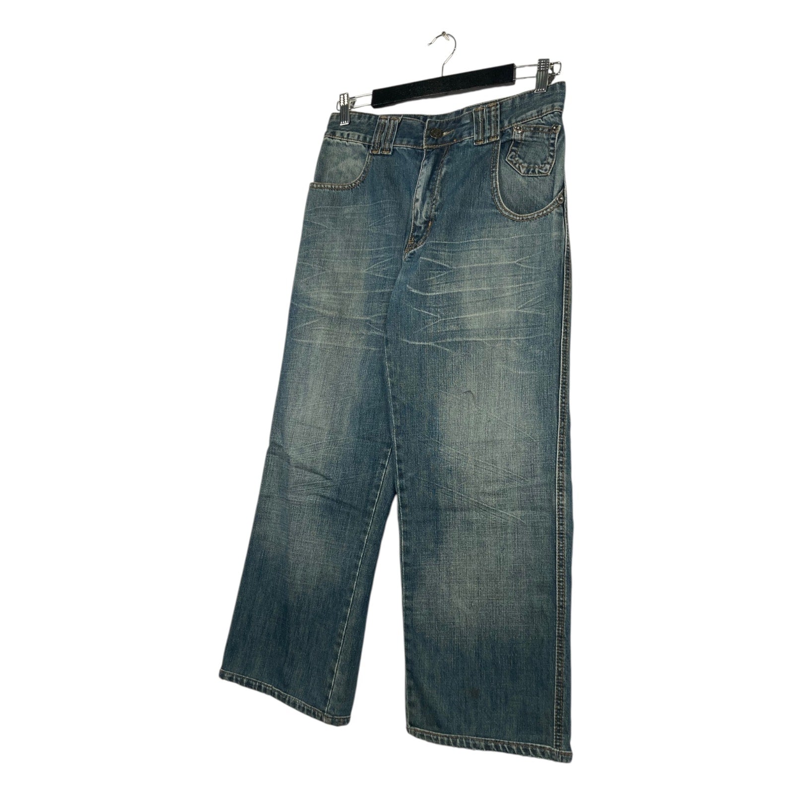 Vintage Oversized Rivets Wide Leg Denim Jeans 30x25