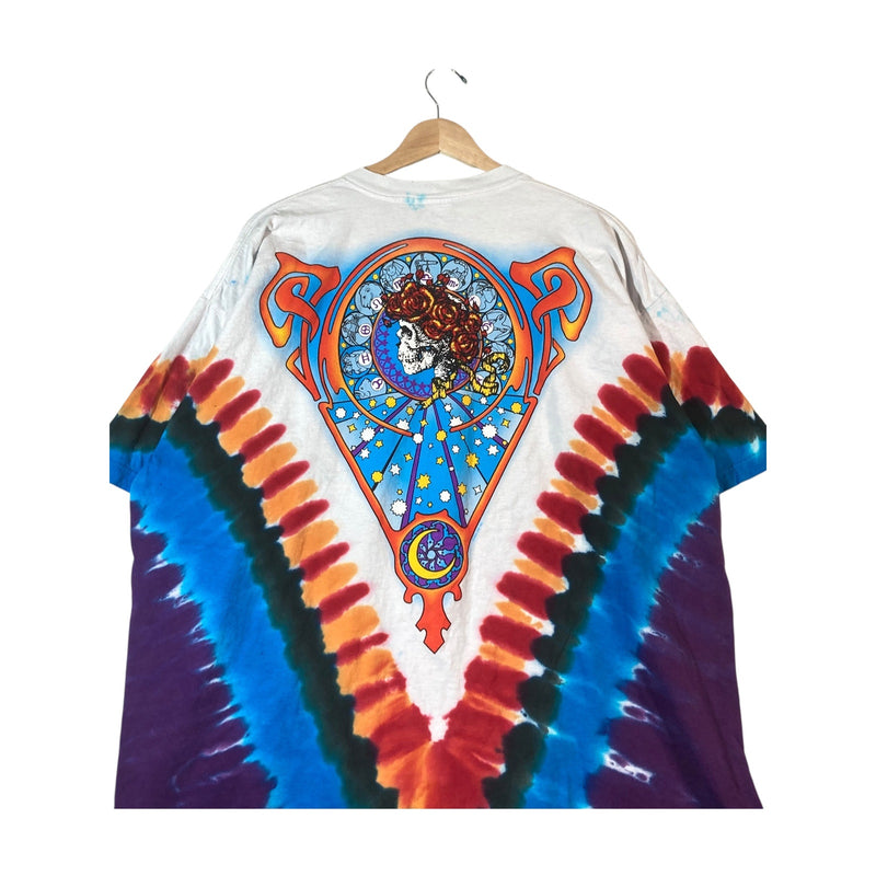 Vintage Tie Dye Graphic Print Skeleton Crewneck T-Shirt
