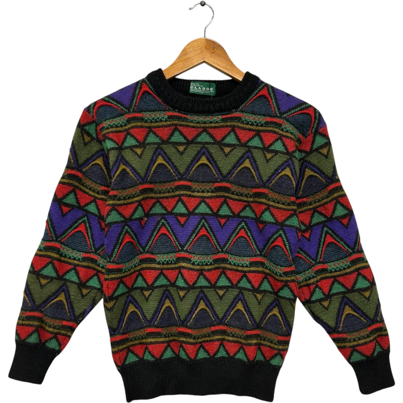 Vintage Claude Geometric Pattern Knit Pullover Sweater 90s