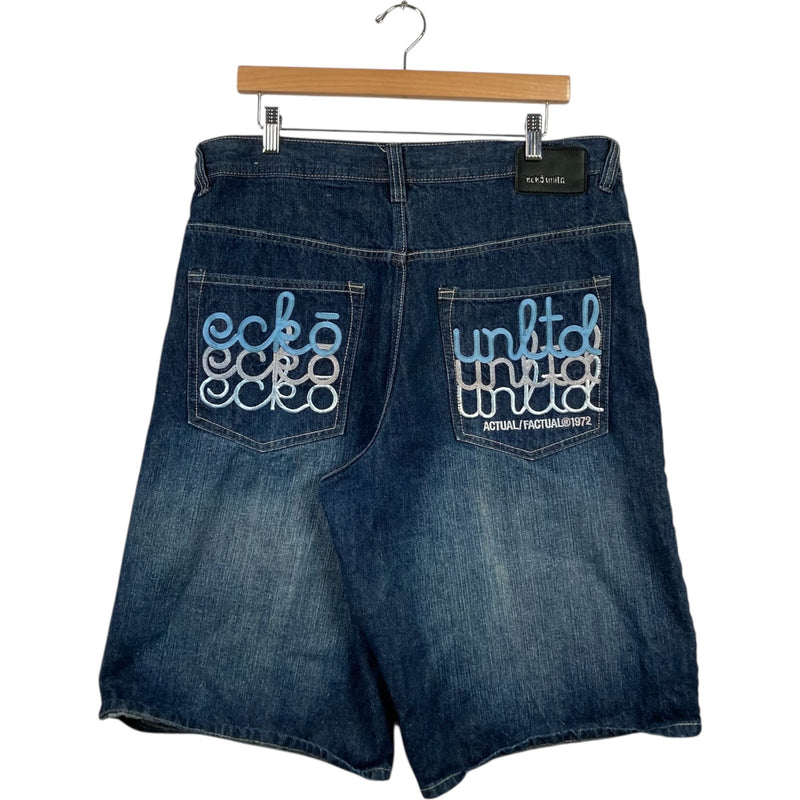 Vintage Ecko Unltd. Baggy Embroidered Denim Shorts 36 x 14