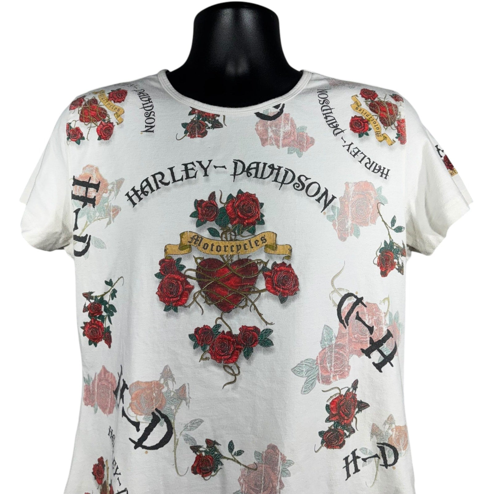Vintage Women's Harley Davidson Roses AOP Tee