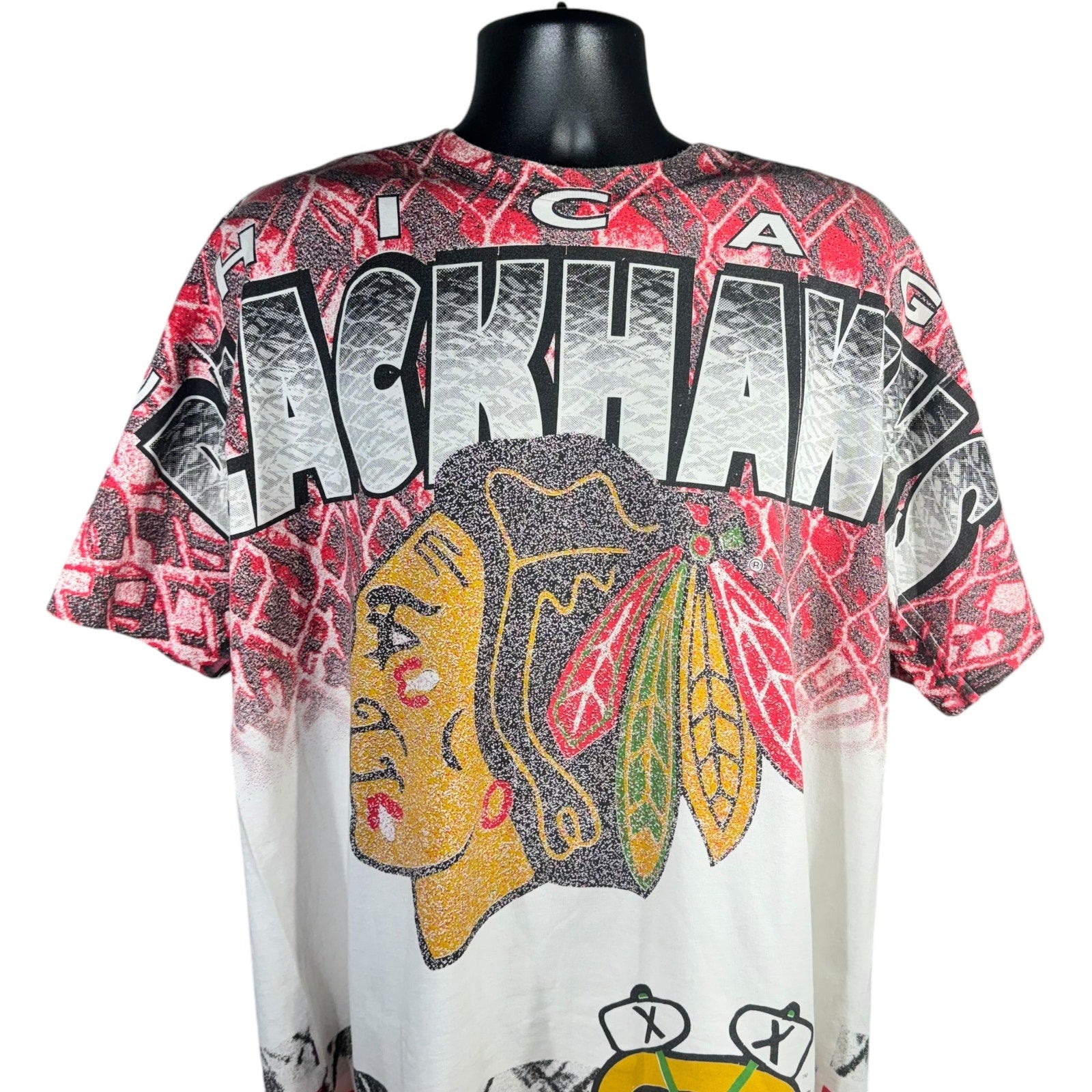 Vintage Chicago Blackhawks Big Face AOP Tee