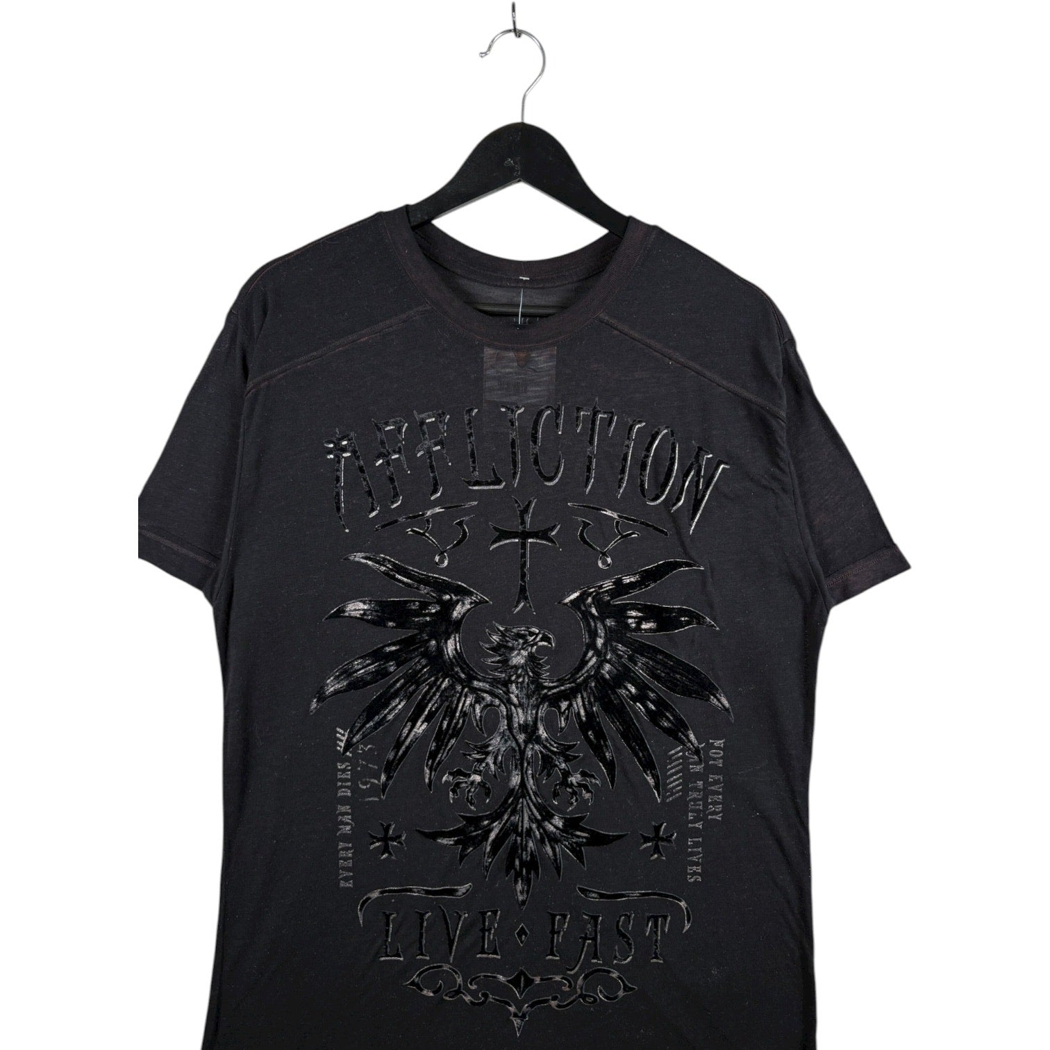 Vintage Affliction Live Fast Monochrome Print T-Shirt