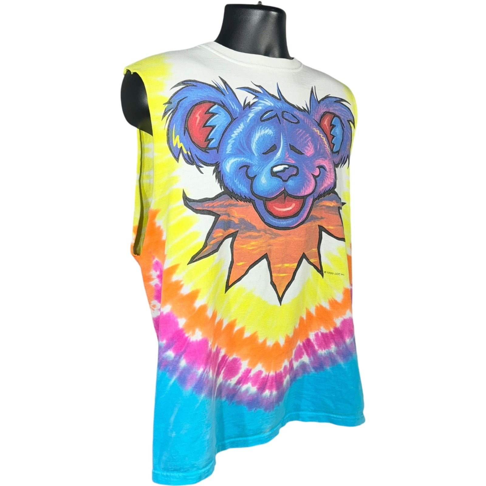 Vintage Grateful Dead Dancing Bear Tie Dye Cut Off Tee