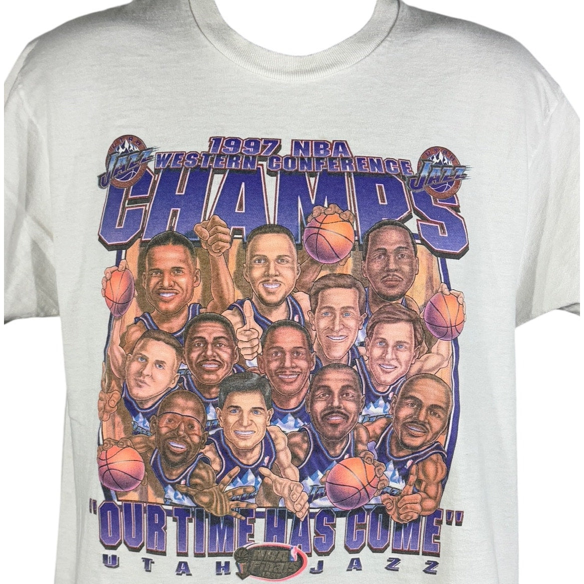 Vintage Utah Jazz Conference Champs Caricature NBA Tee 1997