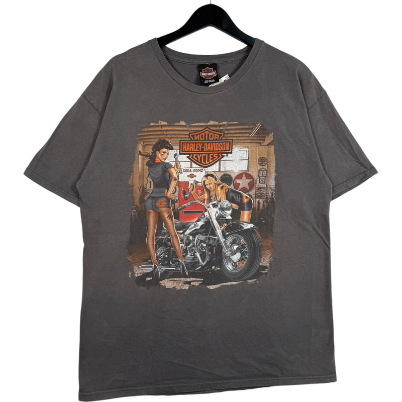 Vintage Harley Davidson Pin-up Mechanic Girls Tee