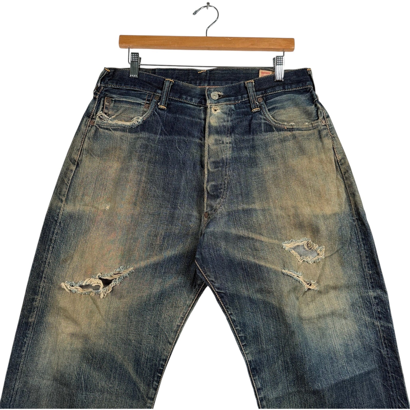 Y2K Evisu Hello Kitty Embroidered Straight Leg Denim Jeans 36x35