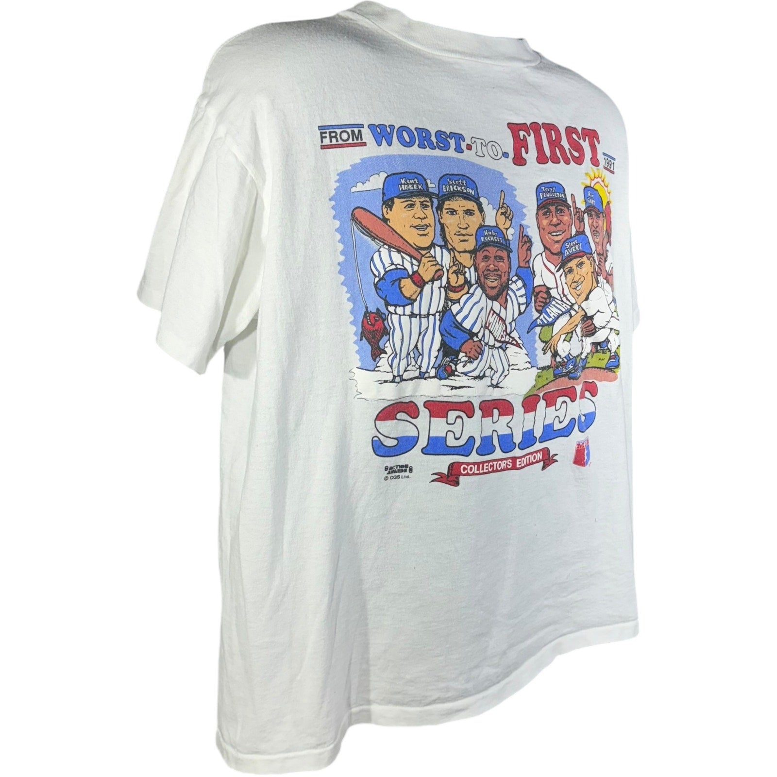 Vintage World Series Twins vs Braves Collectors Edition Caricature Tee 1991