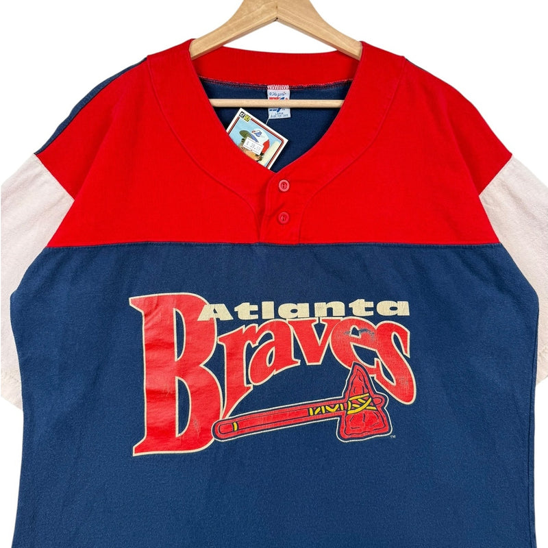 Vintage Atlanta Braves Colorblock MLB Henley T-Shirt