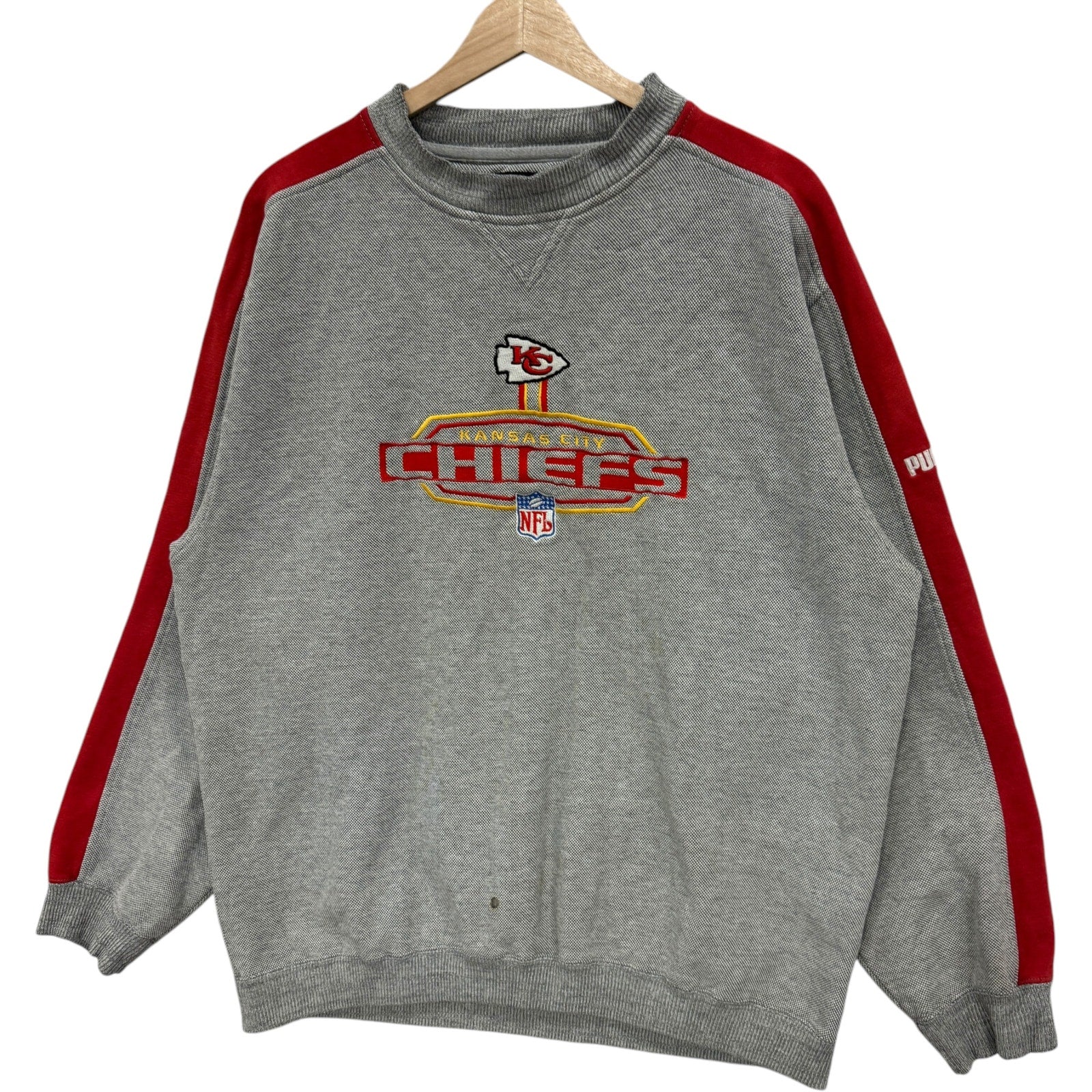 Vintage Puma Kansas City Chiefs Embroidered Spellout NFL Crewneck