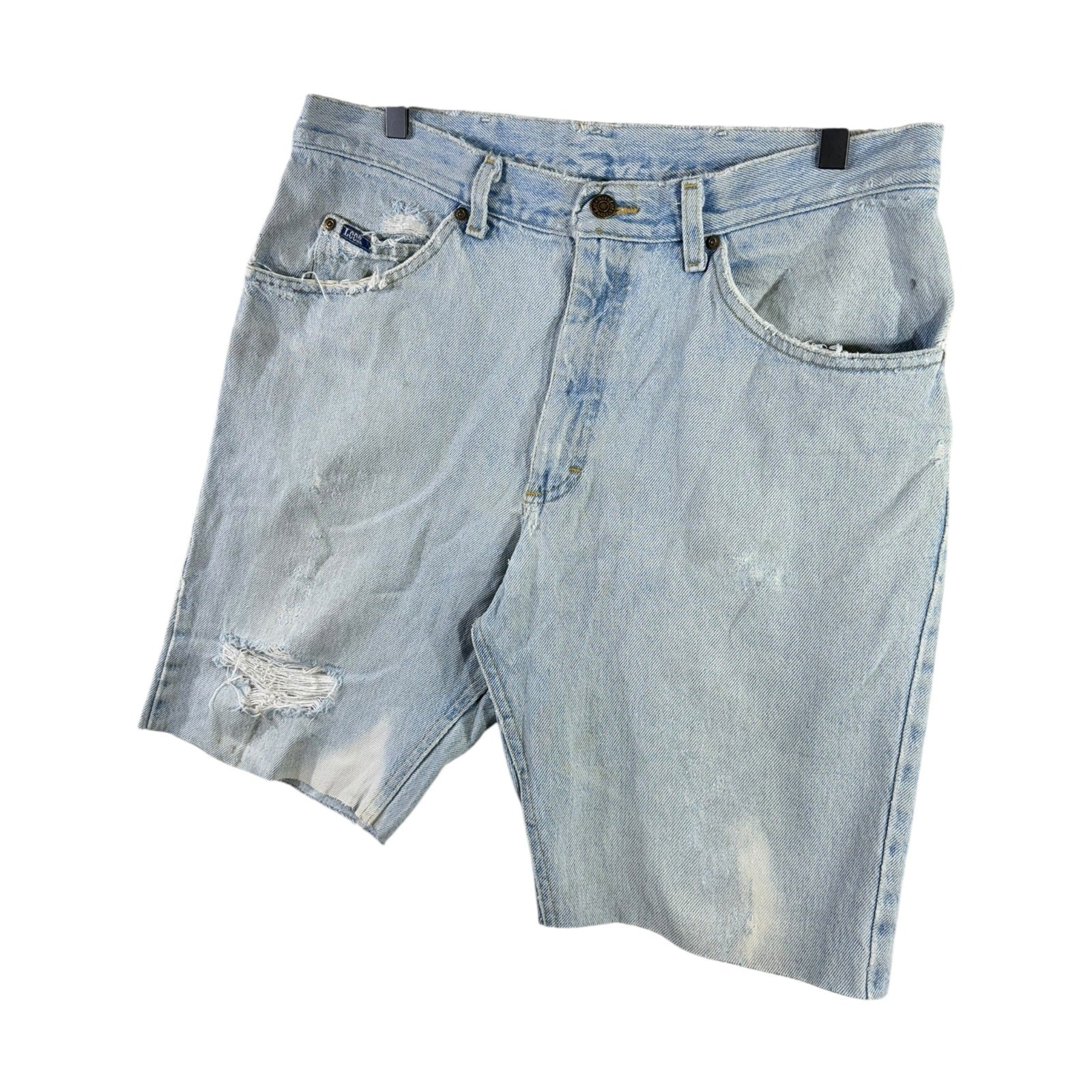 Vintage Lee Denim Tattered Cut Off Bleached Shorts 34