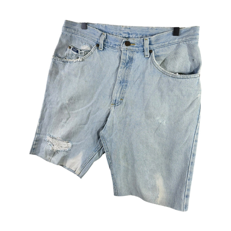 Vintage Lee Denim Tattered Cut Off Bleached Shorts 34