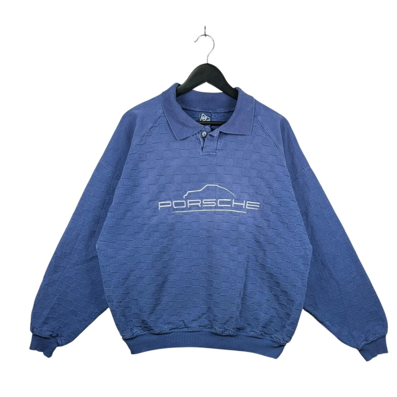 Vintage Porsche Embroidered Weave Collared Sweater