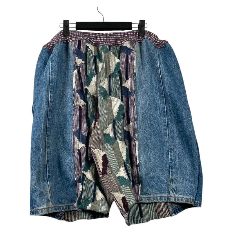 Vintage Denim Cut & Sew Knitted Patchwork Shorts 34