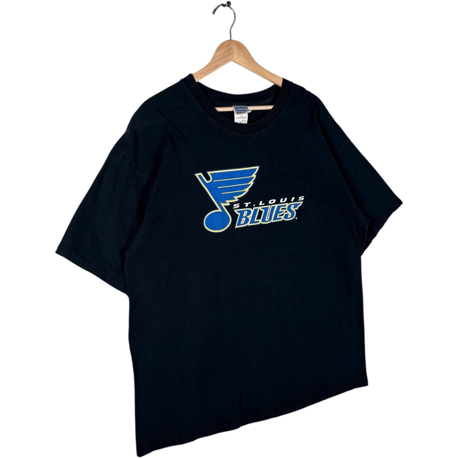 Vintage St. Louis Blues Spellout Chest Logo NHL Tee