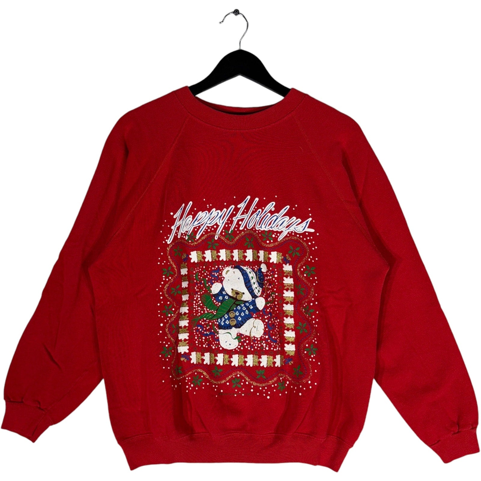 Vintage "Happy Holiday" Teddy Bear Christmas Crewneck