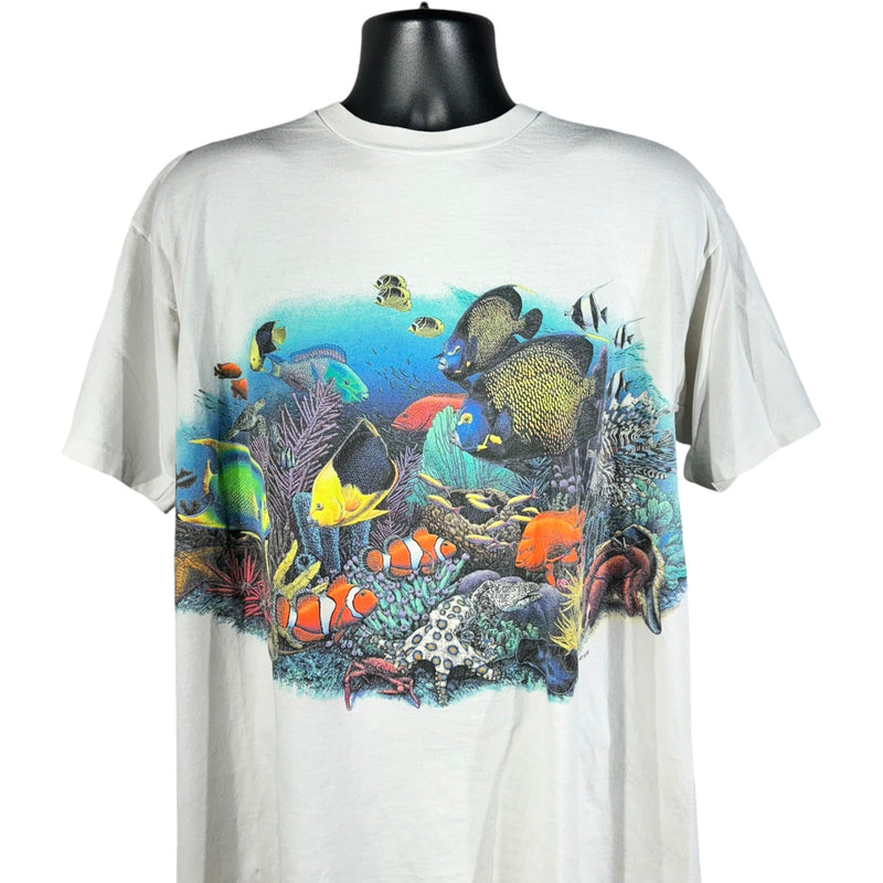 Vintage Coral Reef Wrap Around Underwater Nature Tee 90s