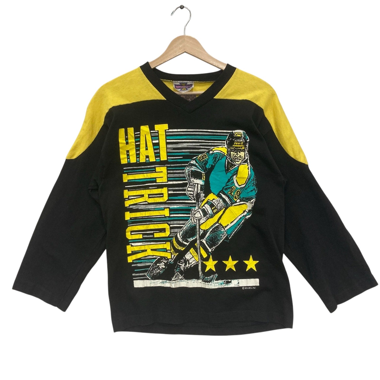 Vintage "Hat Trick" Jersey Style Hockey Long Sleeve