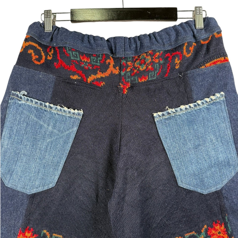 Vintage Tapestry Embroidered Patchwork Denim Shorts 34.5