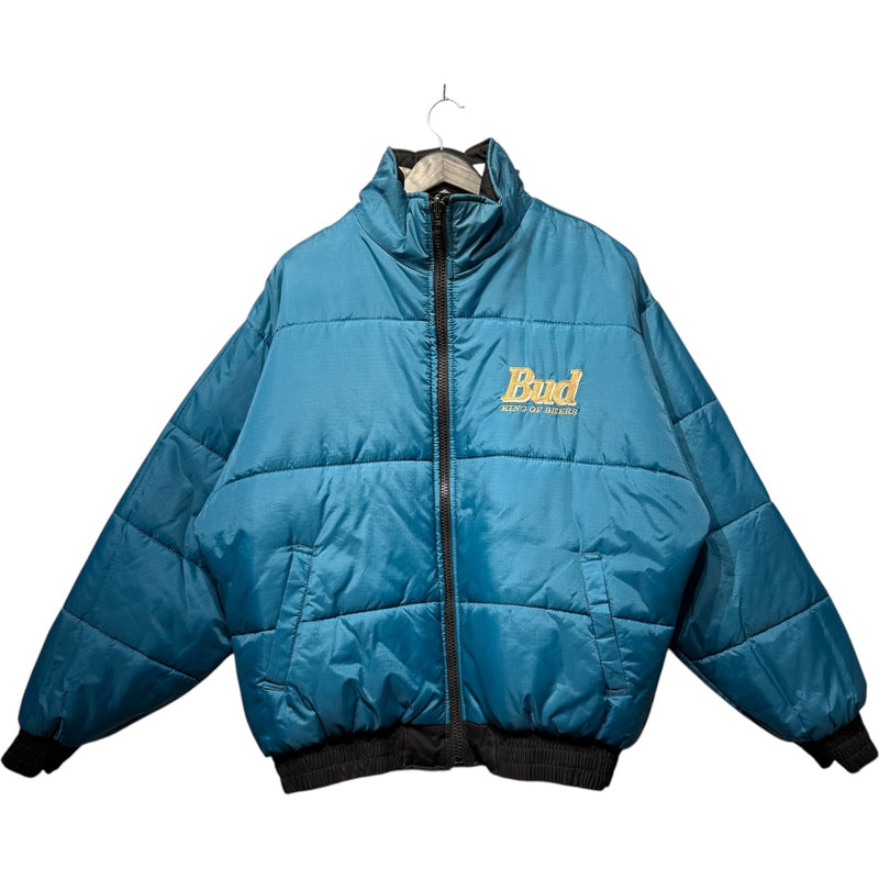 Vintage Pro Player Budweiser Spellout Reversible Puffer Jacket