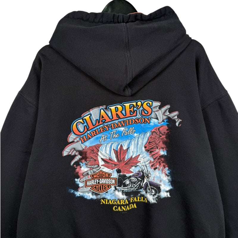 Vintage Harley Davidson Flames Niagara Graphic Hoodie