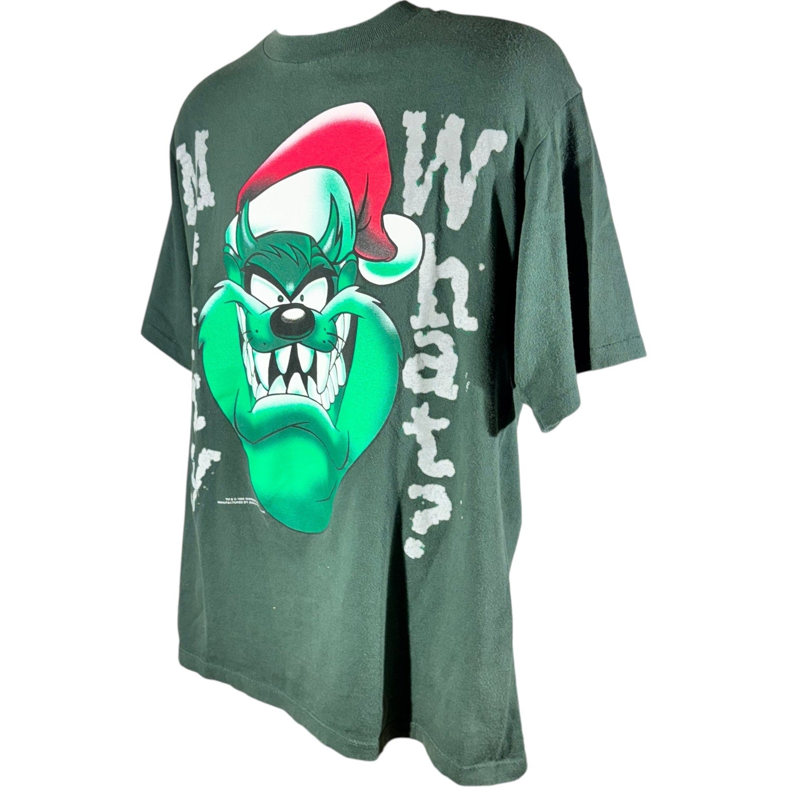 Vintage Looney Tunes Taz "Merry What" Christmas Tee 90s