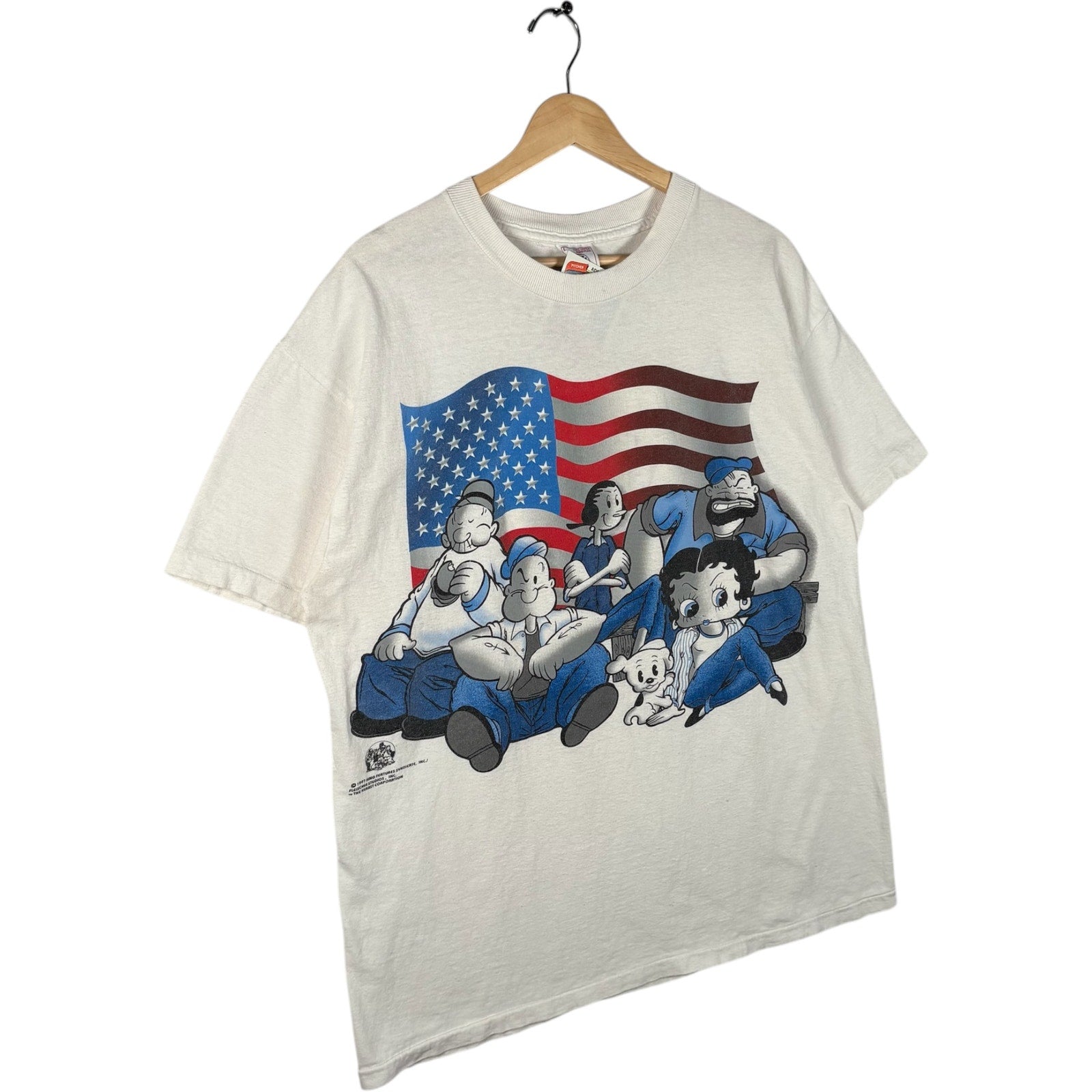 Vintage Popeye Characters American Flag Tee 1997