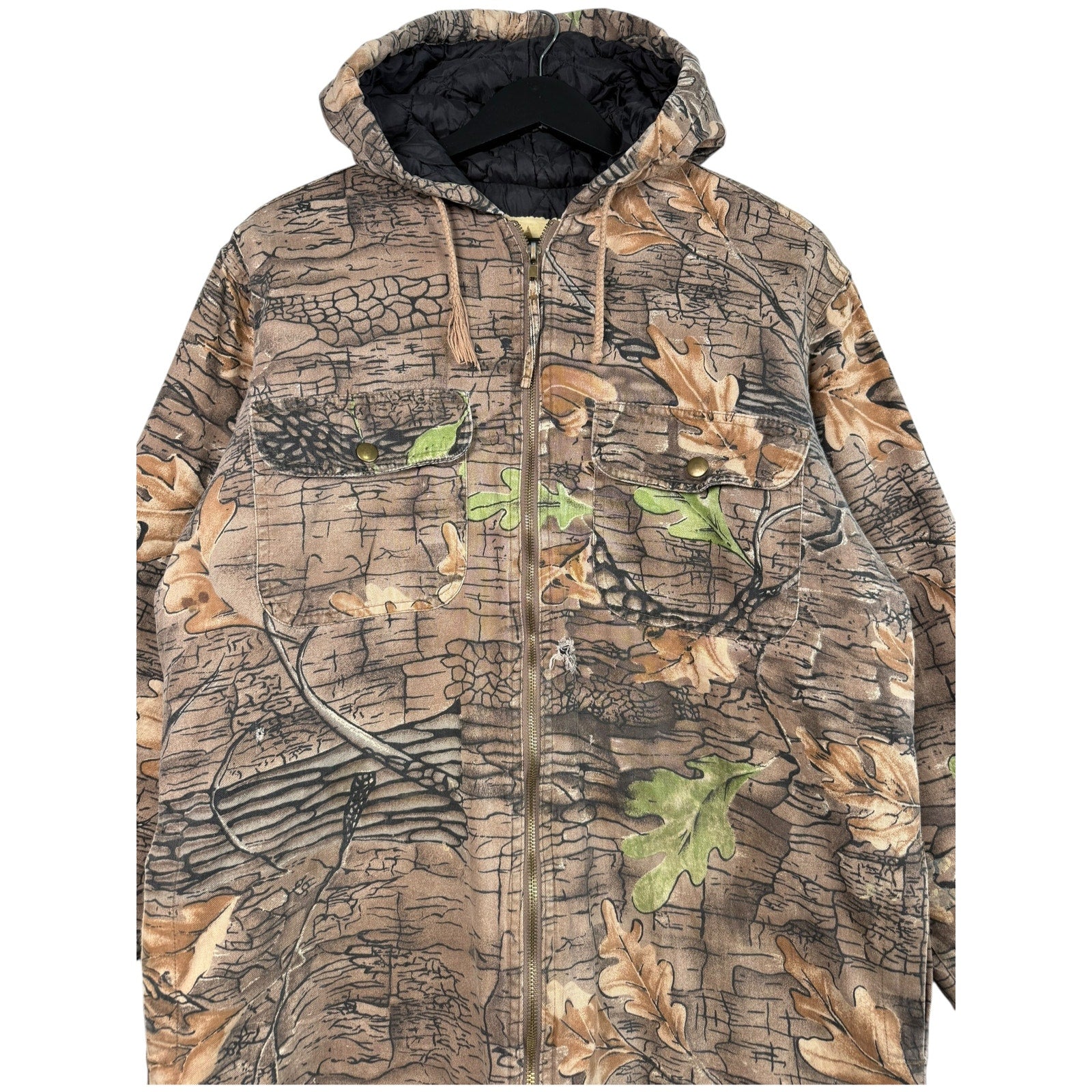 Vintage Real Tree Camouflage Full Zip Hooded Light Jacket