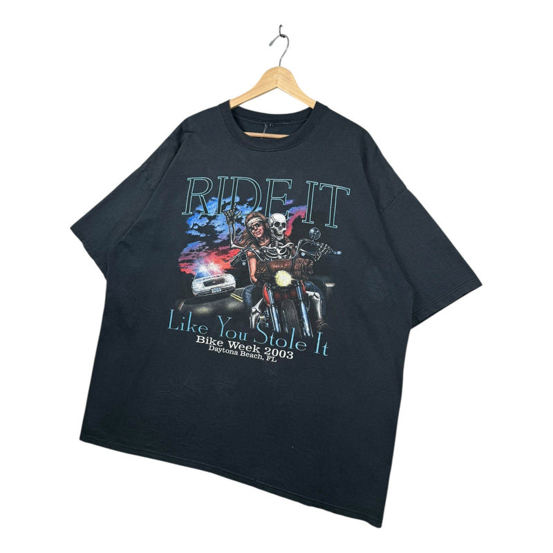 Vintage Bike Week Skeleton Biker Graphic T-Shirt