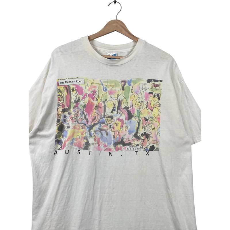 Vintage Hanes Austin Texas The Elephant Room Art Graphic T-Shirt