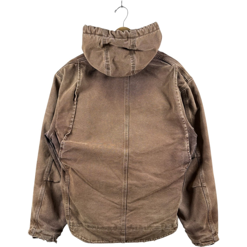 Vintage Carhartt Sandstone Sherpa Lined Hoodie Workwear Jacket