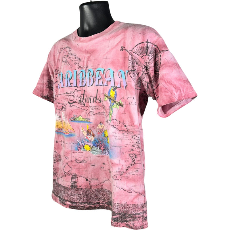 Vintage Caribbean Island Souvenir AOP Tie Dye Tee 90s